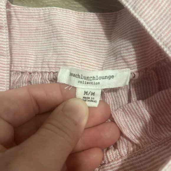 Beach Lunch Lounge Naomi Linen Flutter Sleeve Pink/White Top Size M Women - Picture 3 of 4